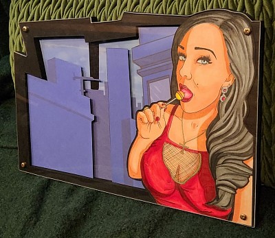 Girl female hot sexy gta game art buildings background city lolly lick tongue drawing markers pens colour